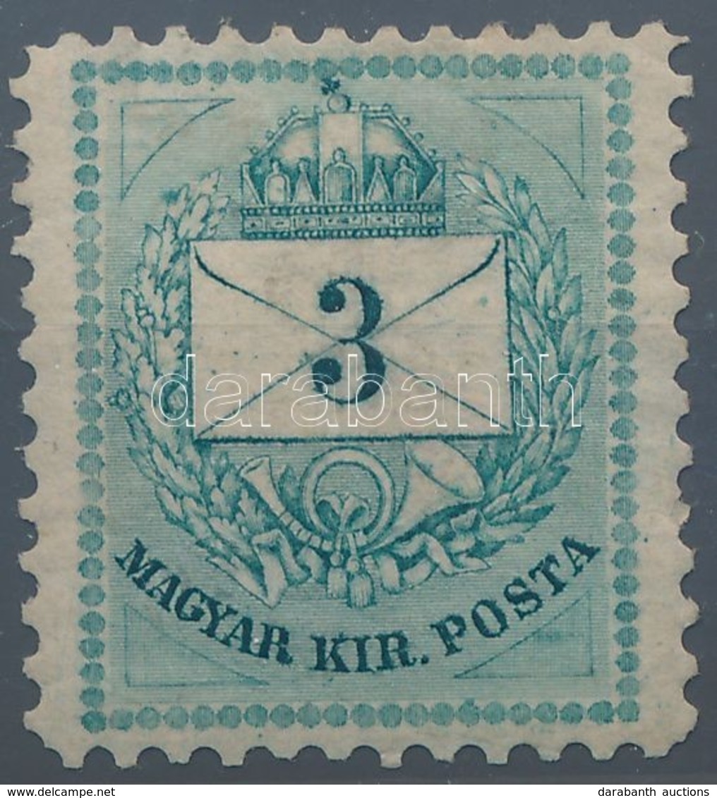 * 1874 3kr 11 1/2 Fogazással, Kékeszöld (14.000) - Other & Unclassified