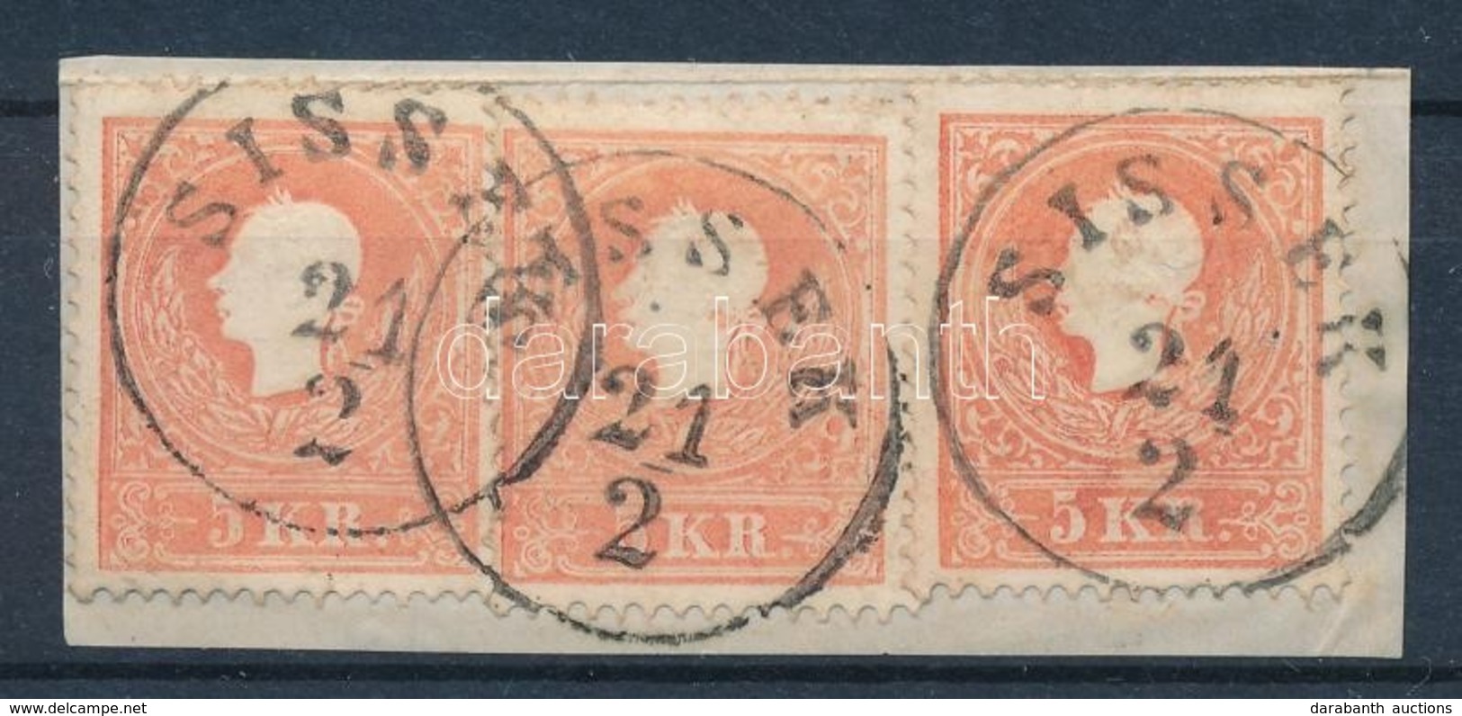 1858 3x5kr Festékfoltok ,,SISSEK' - Otros & Sin Clasificación