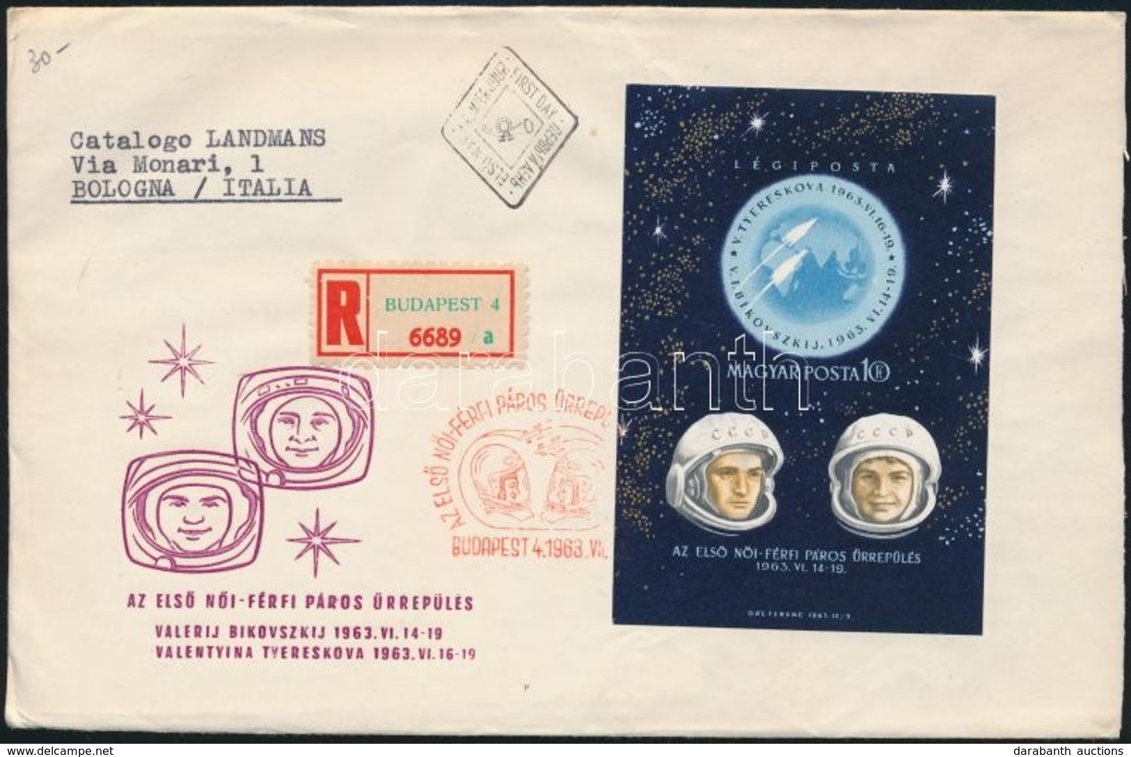 1963 Az Első Női-férfi Páros űrrepülés Vágott Blokk FDC-n - Other & Unclassified