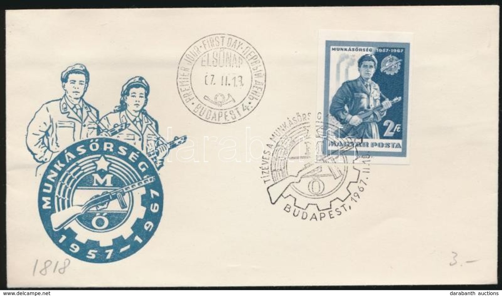 1967 Munkásőrség Vágott Bélyeg FDC-n - Other & Unclassified