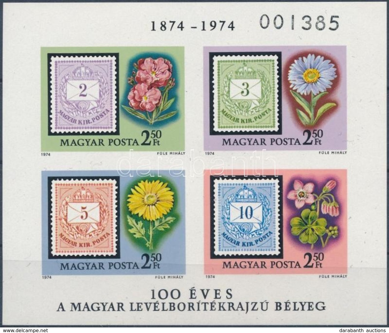 ** 1974 100 éves A Levélboríték Rajzú  Bélyeg Vágott Blokk - Sonstige & Ohne Zuordnung