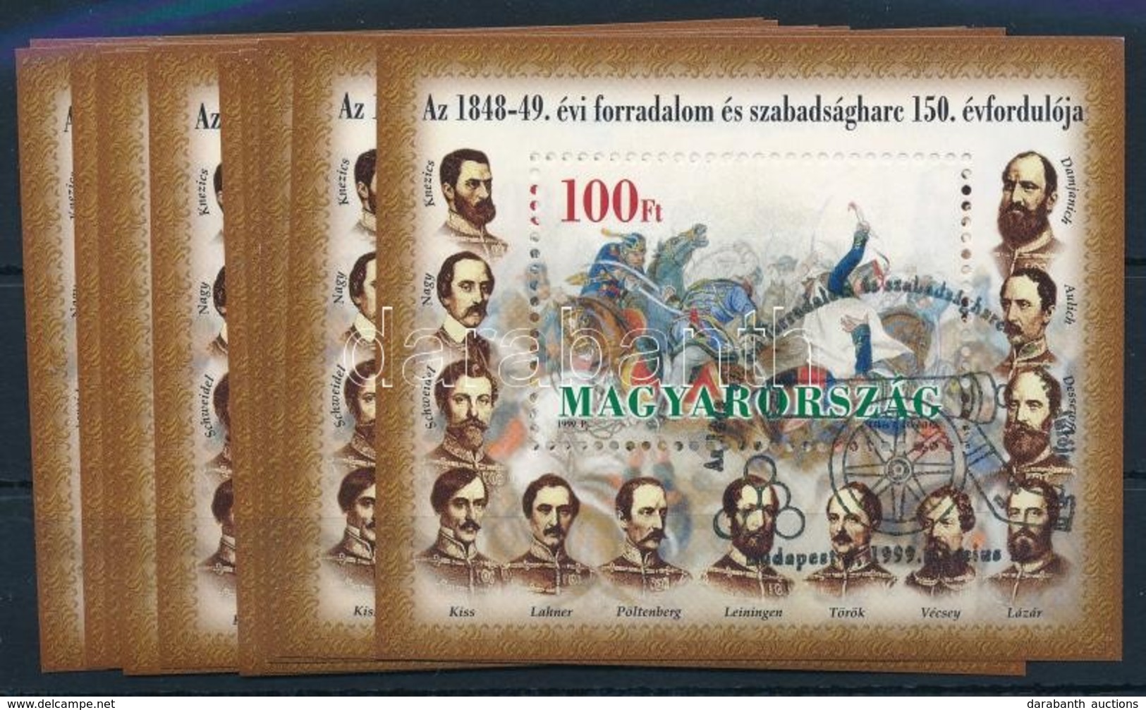 O 1999 Az 1848-1849. évi Forradalom és Szabadságharc 150. évfordulója 12 Db Blokk Elsőnapi Bélyegzéssel (12.000) - Other & Unclassified