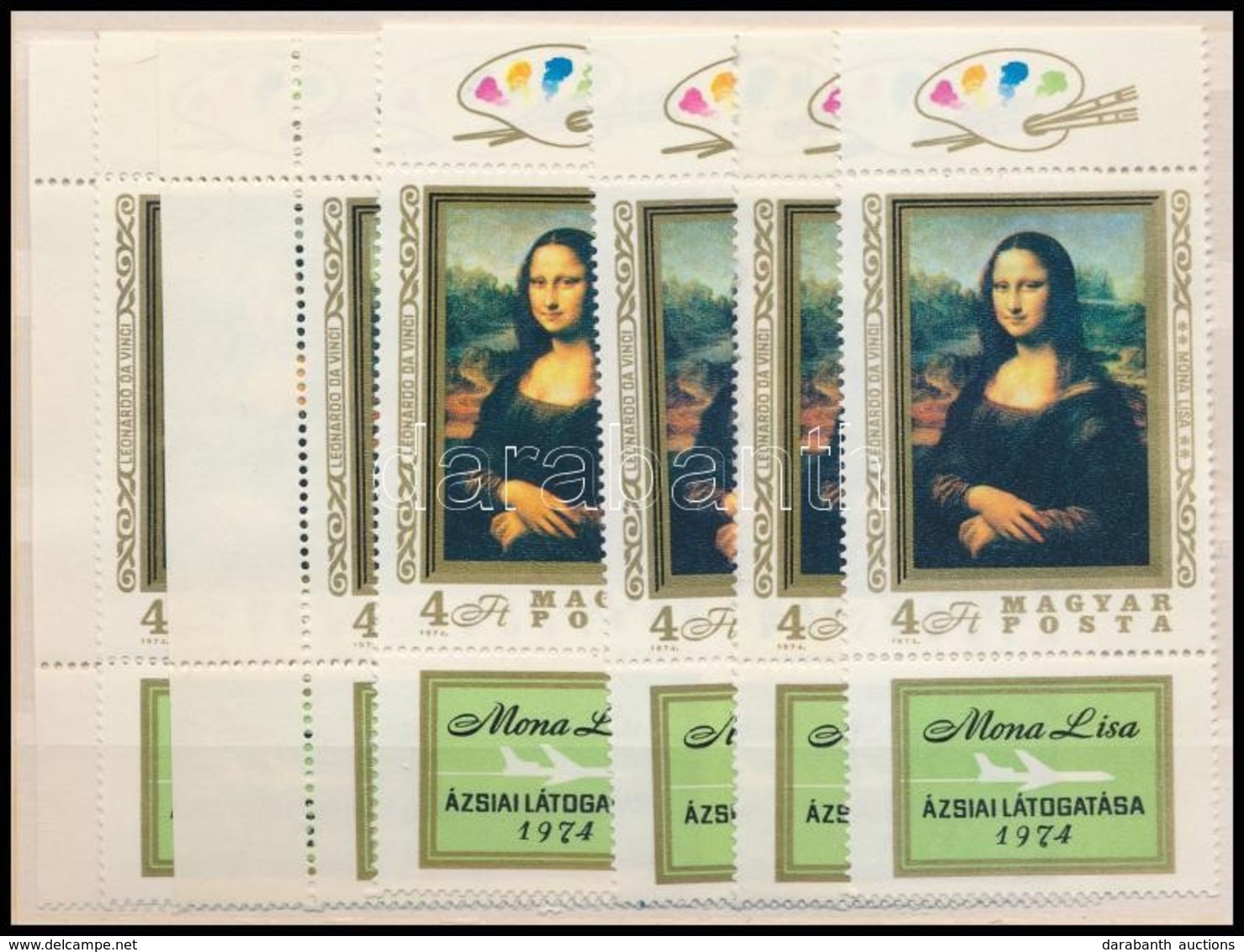 ** 1974 10 Db Mona Lisa Bélyeg Alsó Szelvénnyel (12.000) - Altri & Non Classificati