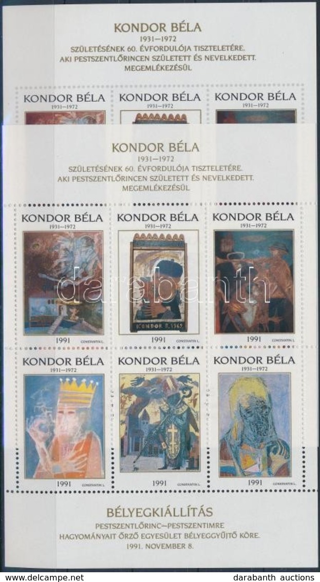 ** 1991/D7a-b Kondor Béla Emlékív Pár (10.000) - Altri & Non Classificati