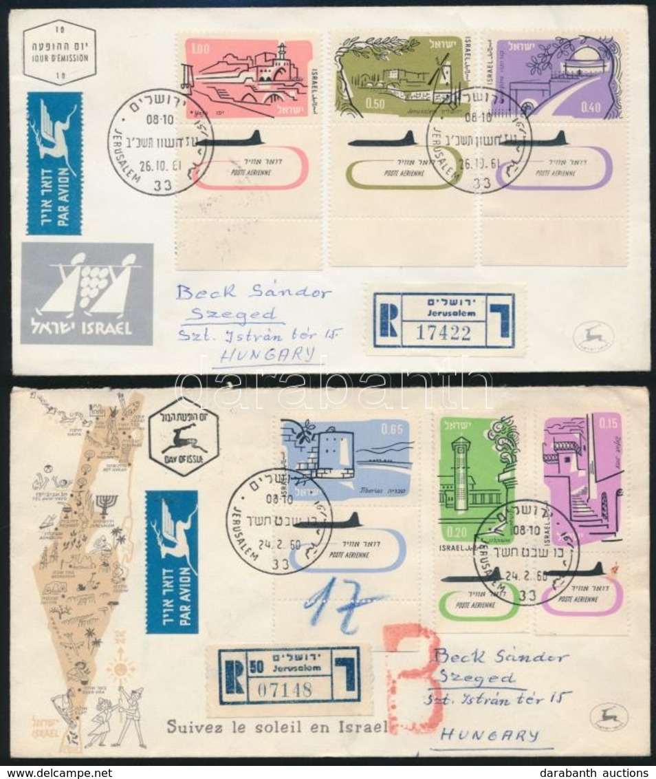 Izrael 1960-1972 4 Db Futott FDC Szegedre Küldve, Közte Ajánlott és Légi - Altri & Non Classificati