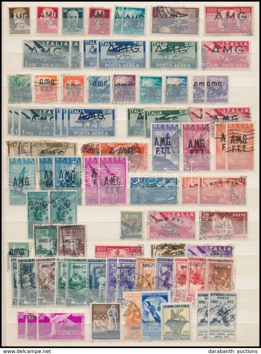 ** O 1947-1954 Trieszt Kb. 110 Db Bélyeg, Közte Sorok, összefüggések, Jobbak, A/4 Berakólapon - Altri & Non Classificati