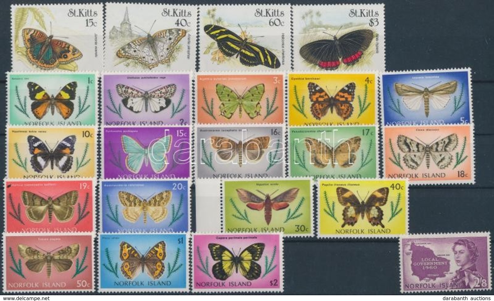 ** St Kitts és Norfolk-szigetek 1960-1990 Lepke Motívum Mi 271-274, 184-200, 40 - Sonstige & Ohne Zuordnung