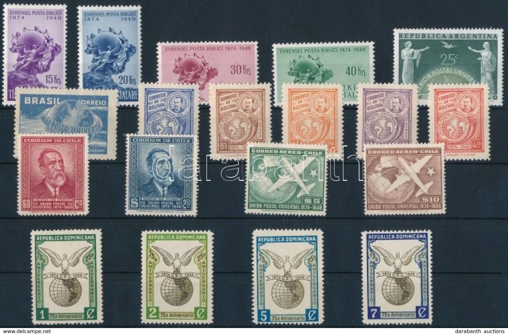 ** 1949 75 éves Az UPU  6 Klf Sor - Altri & Non Classificati