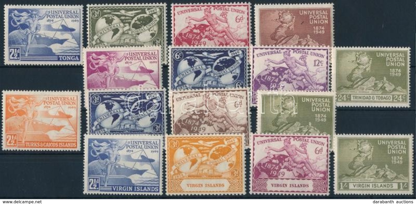 ** 1949-1951   75 éves Az UPU 4 Klf Sor + 1 Vágott Blokk  2 Db Stecklapon - Other & Unclassified