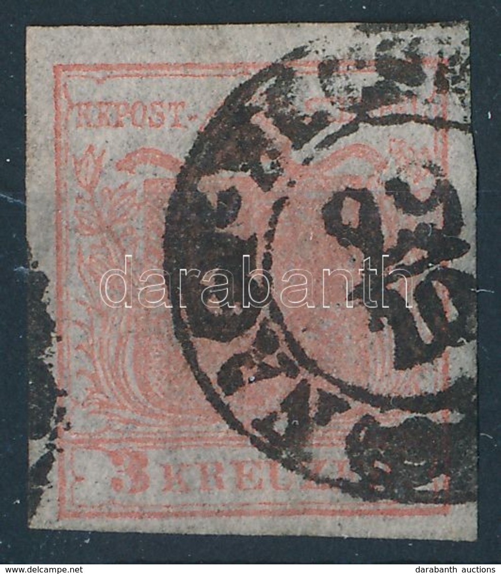 O 1850 3kr HP I. Rendkívül Vékony Papír, Lemezhibák / Silk Paper, Plate Flaws 'NAGY-BECSK(EREK)' - Altri & Non Classificati