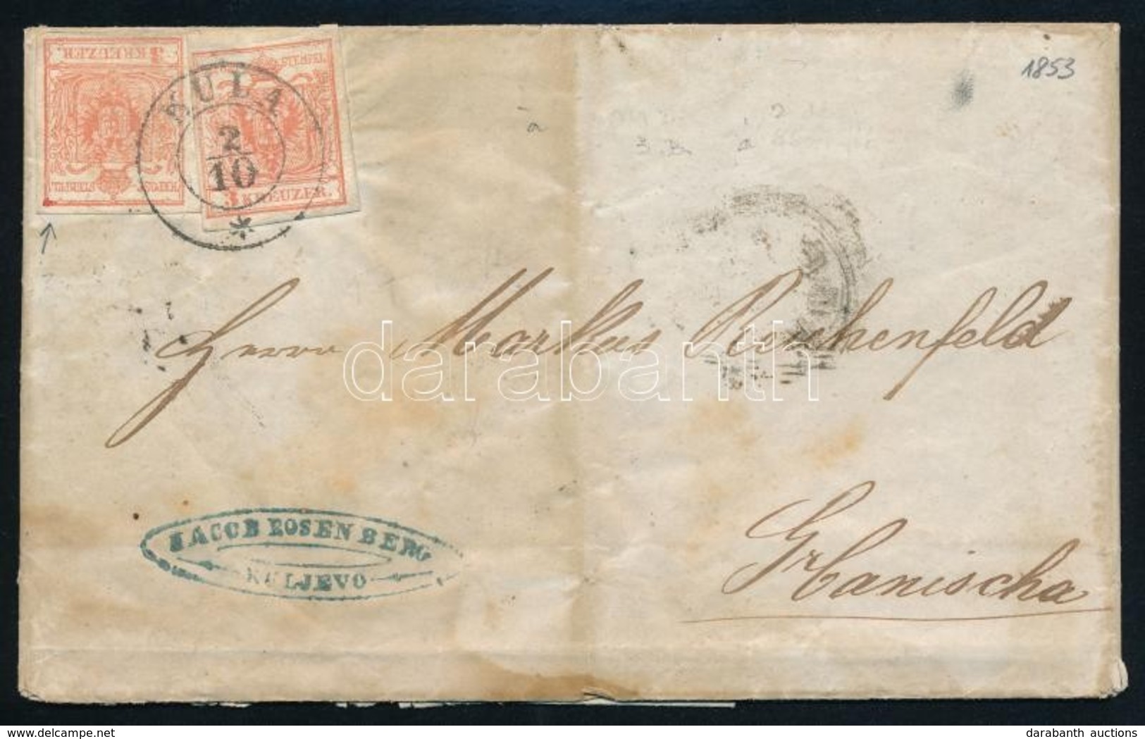1853 2 X 3kr Levélen ,,KULA' - ,,NAGY-KANISA' - Other & Unclassified