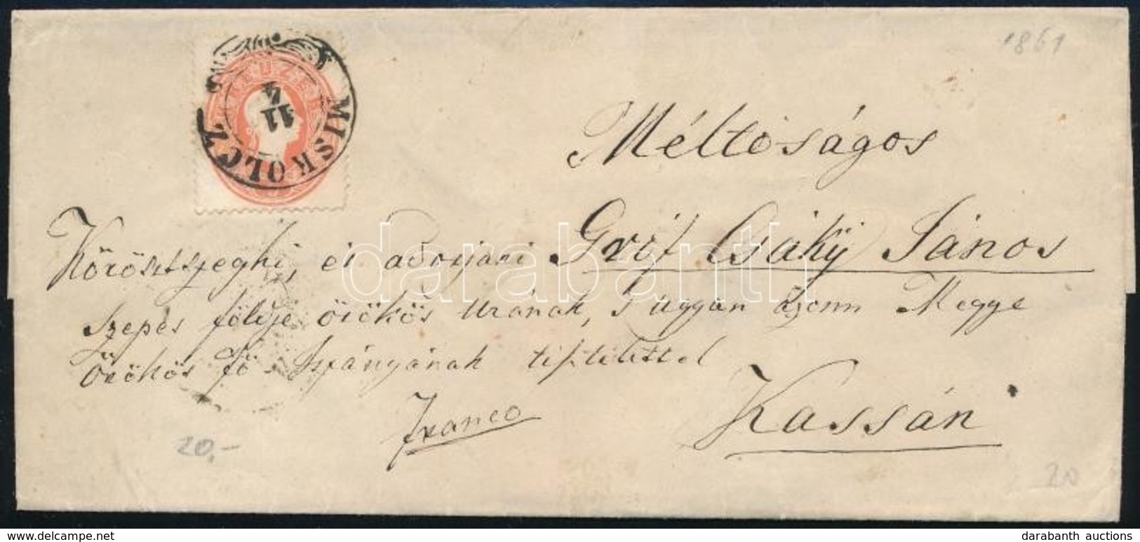 1861 5kr Levélen 'MISKOLCZ' - 'KASCHAU' - Other & Unclassified