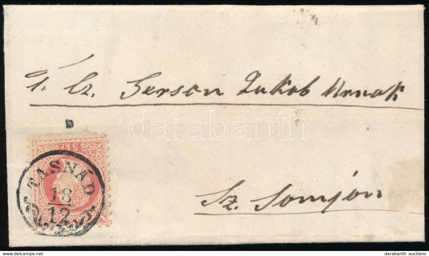 1868 5kr Levélen / On Cover 'TASNÁD' - 'SZILÁGY-SOMLYÓ' - Autres & Non Classés