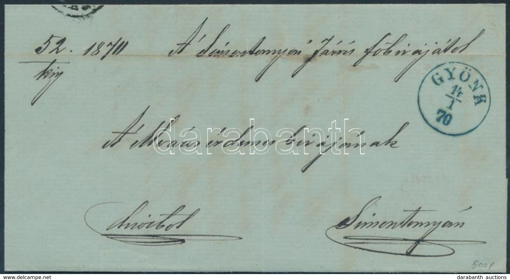 1870 Ex Offo Kék / Blue 'GYÖNK' - 'HÖGYÉSZ' - 'SIMONTORNYA' - Other & Unclassified