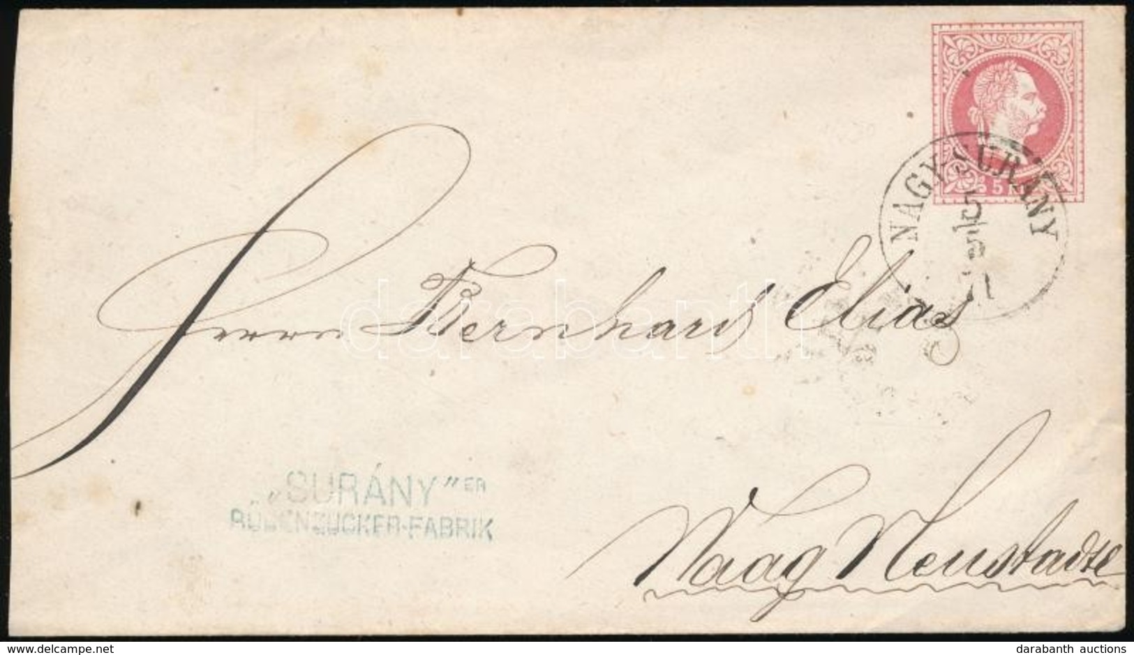 1871 5kr Díjegyes Boríték / PS-cover 'NAGY-SURÁNY' - 'VÁGÚJHELY' - Altri & Non Classificati