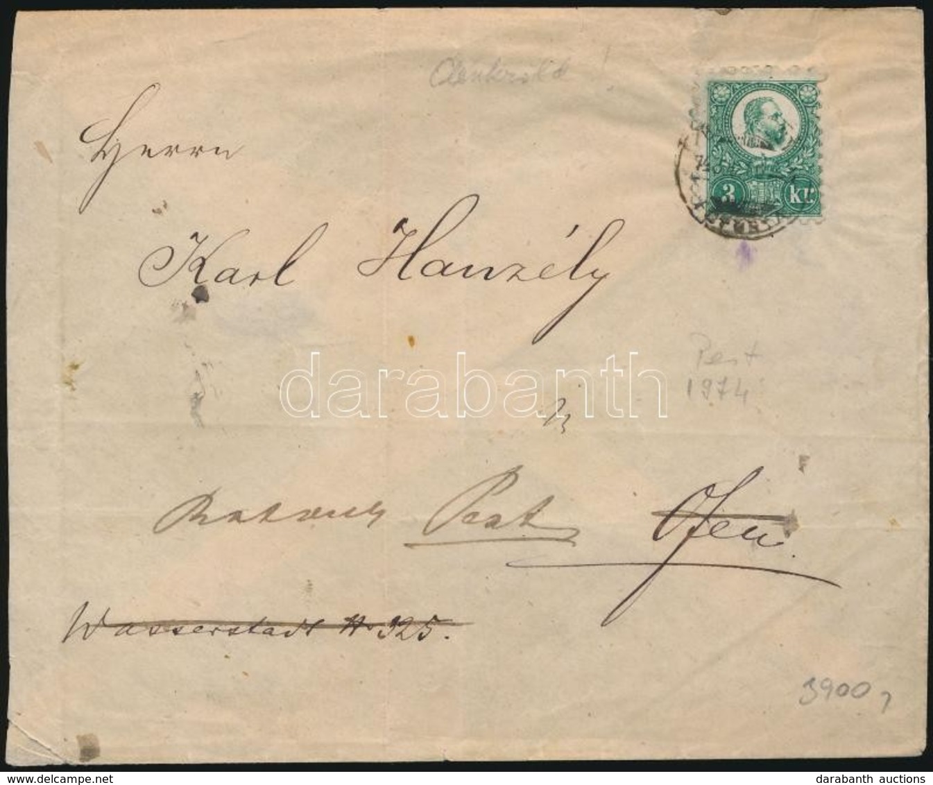 1871 Réznyomat 3kr Helyi Levélen 'BUDAPEST / FŐPOSTA' - Other & Unclassified