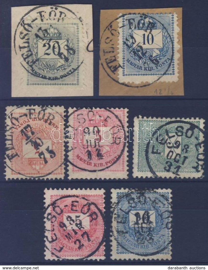 O 1874-1889 7 Klf Bélyeg, 2 Klf Bélyegzés / 7 Different Stamps, 2 Different Cancellations 'FELSŐ-EÖR' - Otros & Sin Clasificación