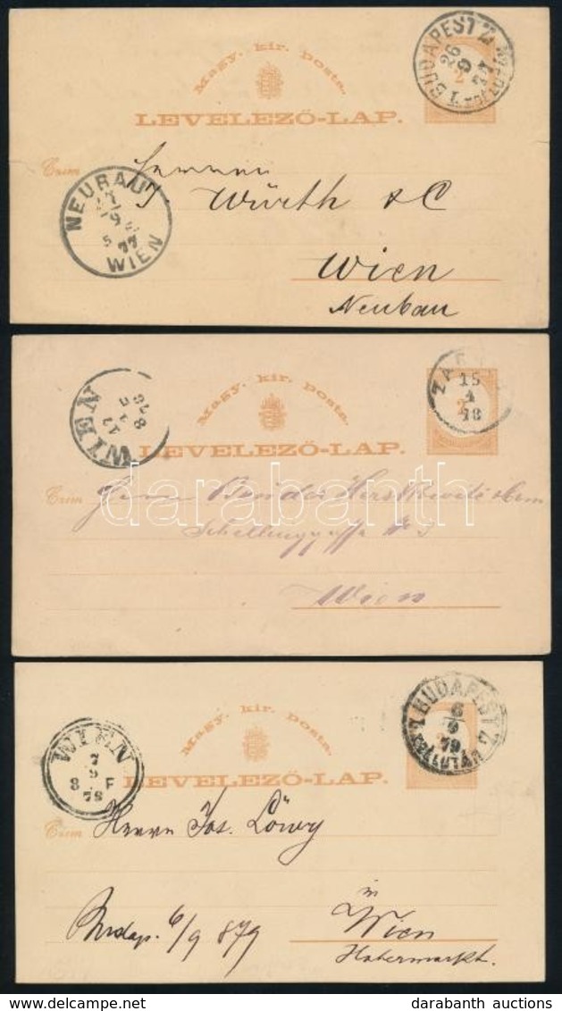 1876 3 Db 2kr Díjjegyes Levelezőlap, Vízjel IV. / 2kr PS-cards - Other & Unclassified