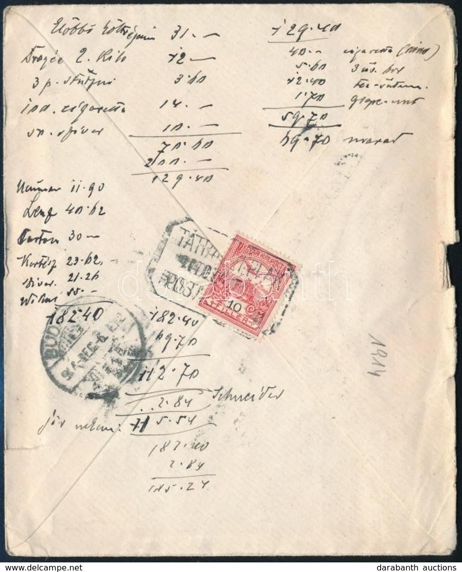 1914 Levél TÁTRASZÉPLAK Postaügynökségi Bélyegzéssel - Autres & Non Classés