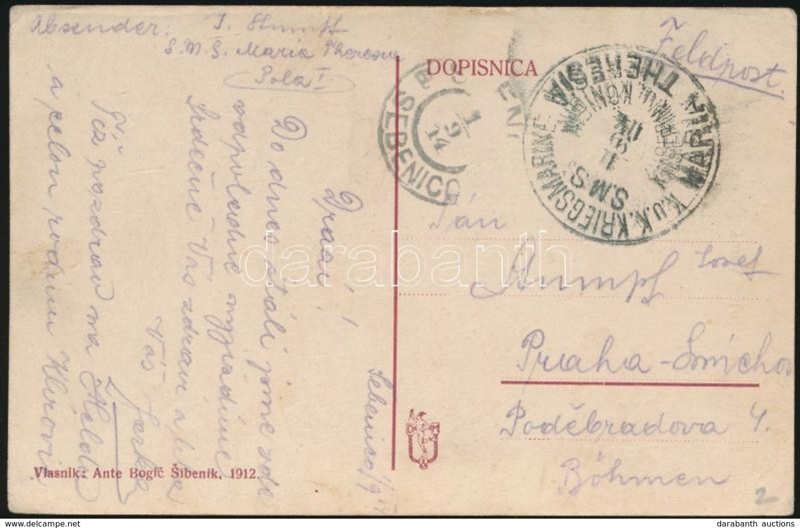 1914 Képeslap Haditengerészeti Postával / Navy Mail Postcard 'S.M.S. KAISERIN U. KÖNIGIN MARIA THERESIA' - Altri & Non Classificati