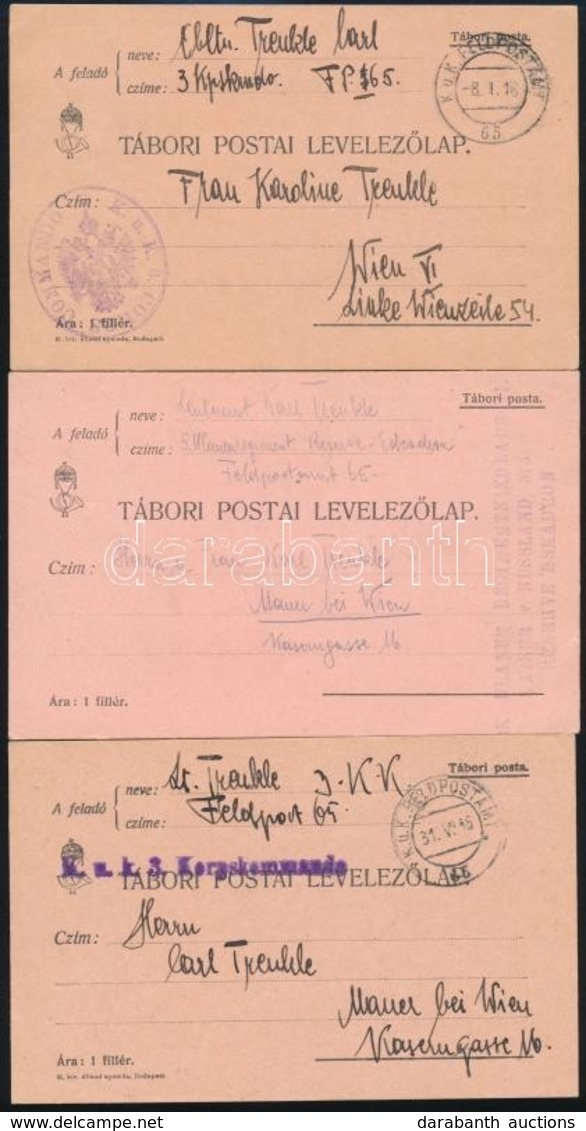 1915 3 Db Tábori Posta Levelezőlap - Other & Unclassified