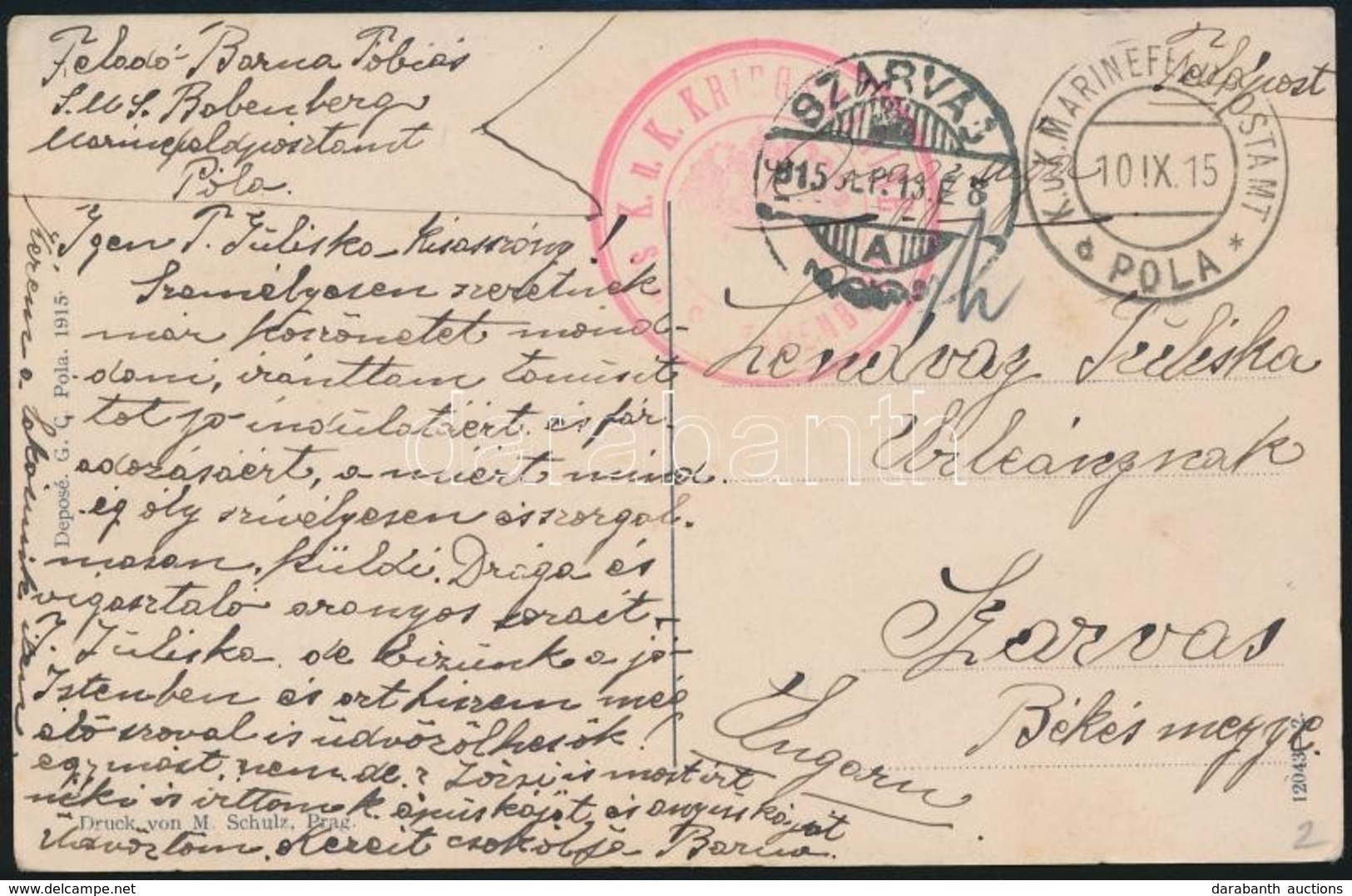 1915 Képeslap / Postcard 'K.u.k. KRIEGSMARINE S.M.S. BABENBERG' - Szarvas - Other & Unclassified