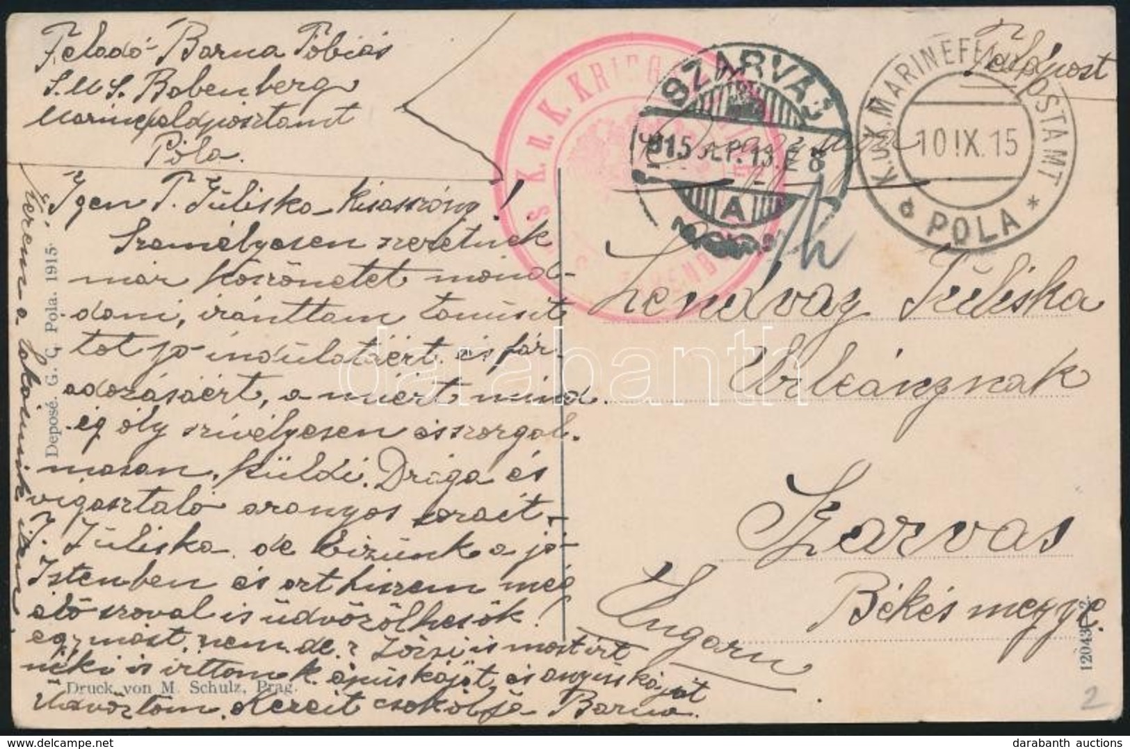 1915 Képeslap / Postcard 'K.u.k. KRIEGSMARINE S.M.S. BABENBERG' - Szarvas - Autres & Non Classés