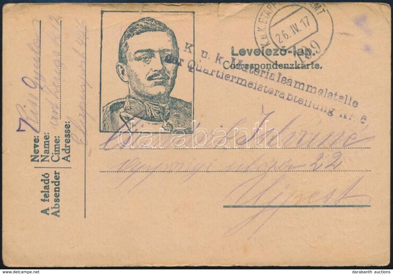 1917 Grafikus Tábori Posta Levelezőlap / Field Postcard 'K.u.k. Materialsammelstelle Der Quartiermeisterabteilung Nr.5.' - Altri & Non Classificati