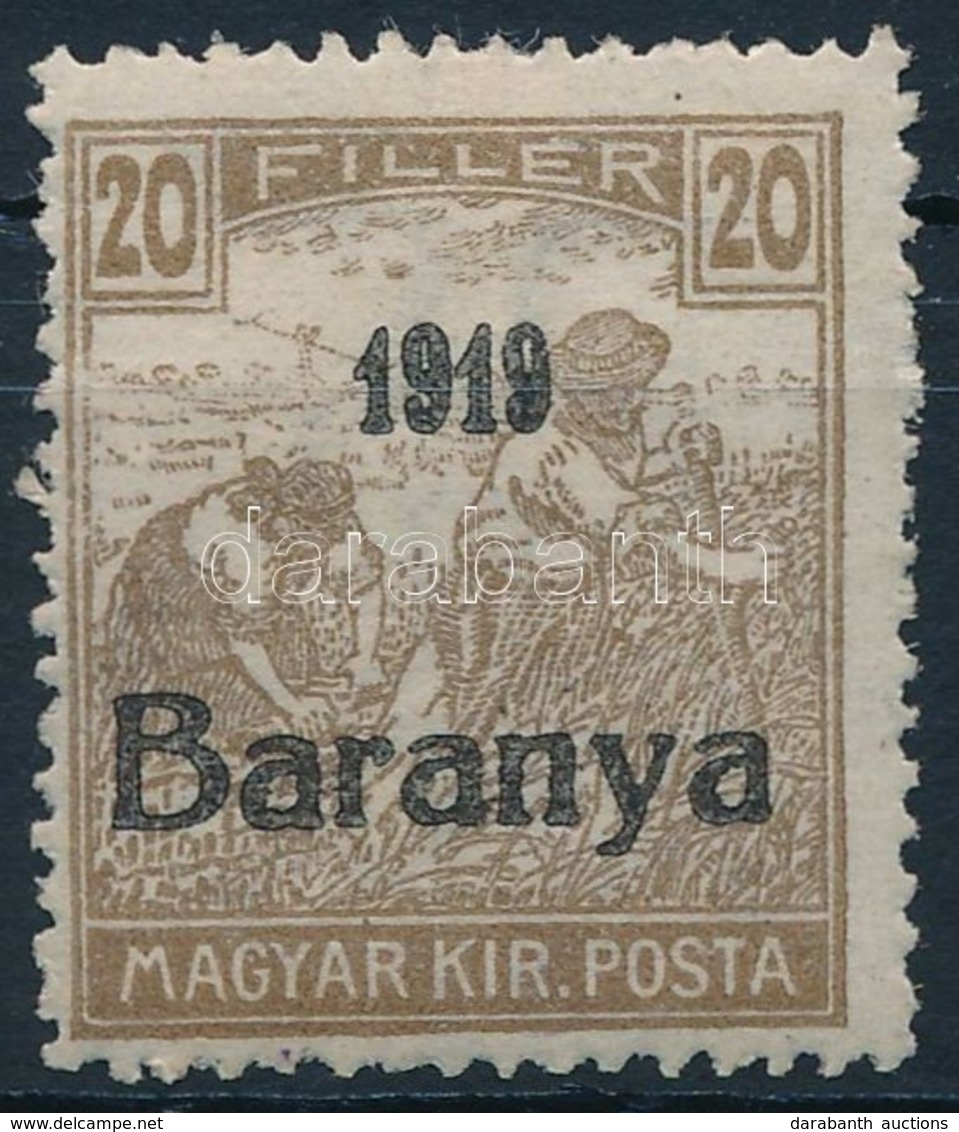* Baranya I. 1919 Arató 20f Antikva Számokkal (40.000) / Mi 23 With Antiqua Numbers. Signed: Bodor - Other & Unclassified