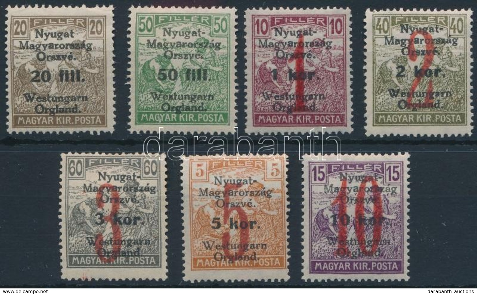 ** * Nyugat-Magyarország VI. 1921 Teljes Sor Bodor Vizsgálójellel (6.400) (3K/60f Falcos / Hinged) - Other & Unclassified