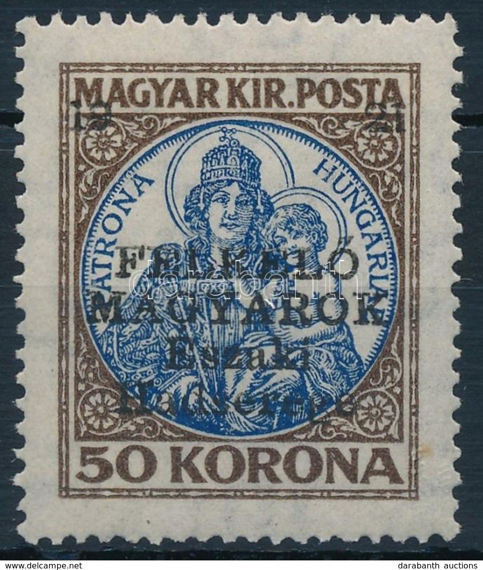 ** Nyugat-Magyarország V. 1921 Koronás Madonna 50K (80.000) / Mi 57 Signed: Bodor (apró Rozsdafolt / Stain) - Altri & Non Classificati