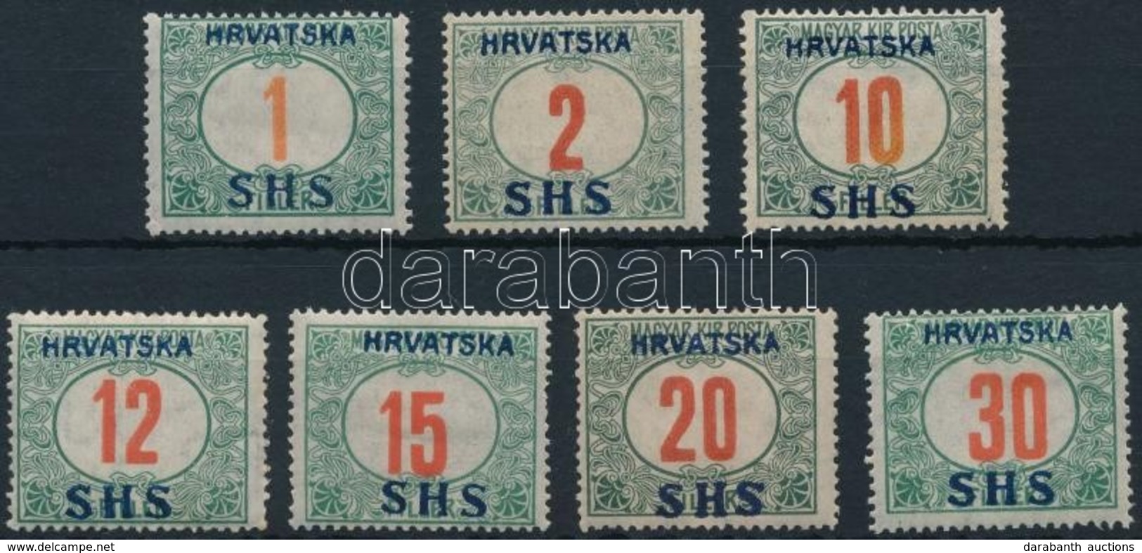 * SHS 1918 7 Klf Portó Bélyeg (21.400) / 7 Postage Due Stamps. Signed: Bodor - Other & Unclassified