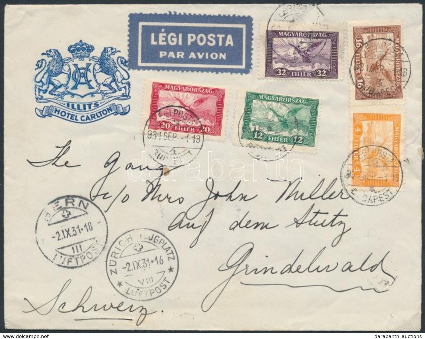 1931 Légi Levél Svájcba / Airmail Cover To Switzerland - Other & Unclassified
