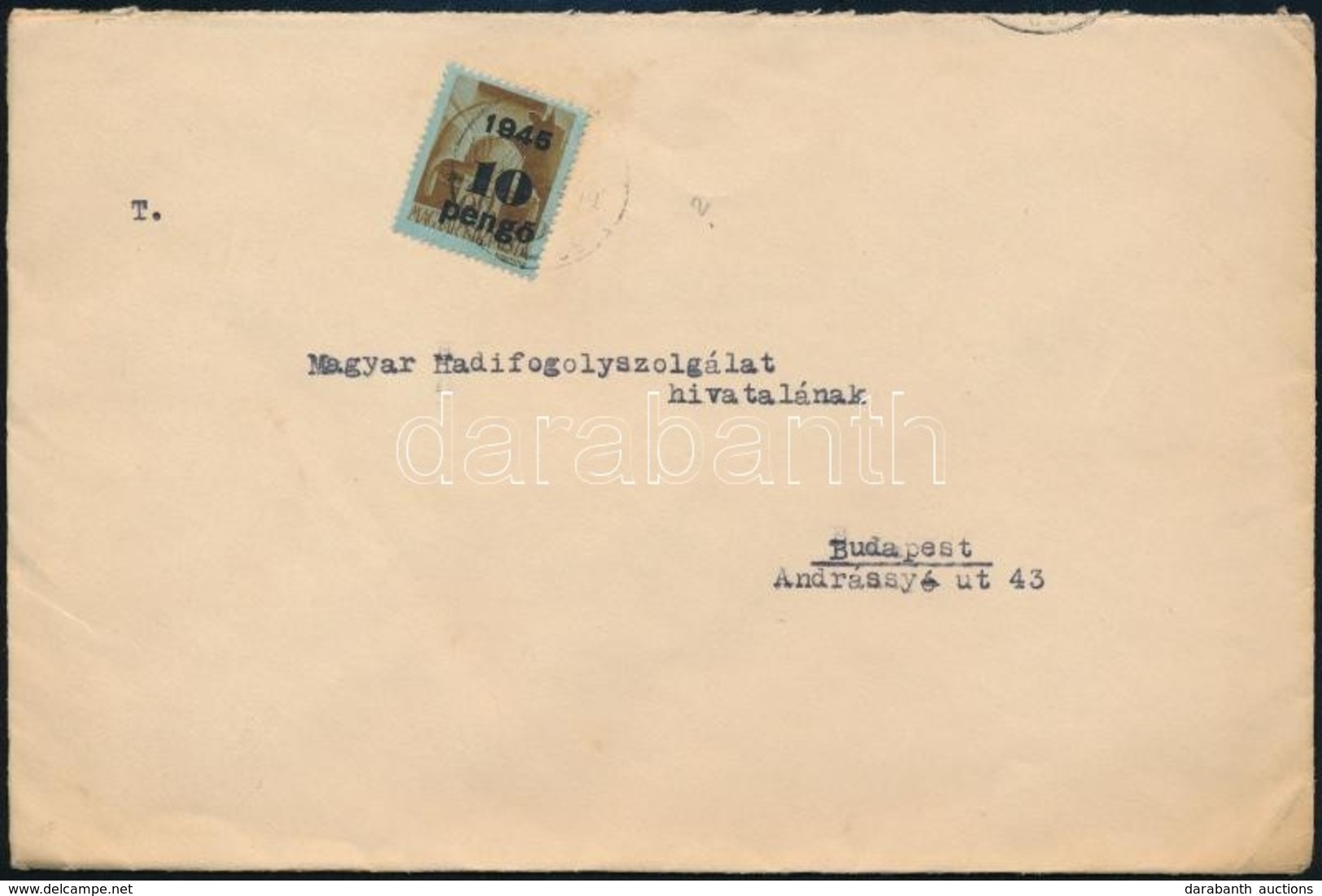 1946 (3. Díjszabás) Távolsági Levél Kisegítő 10P/80f Bérmentesítéssel - Other & Unclassified