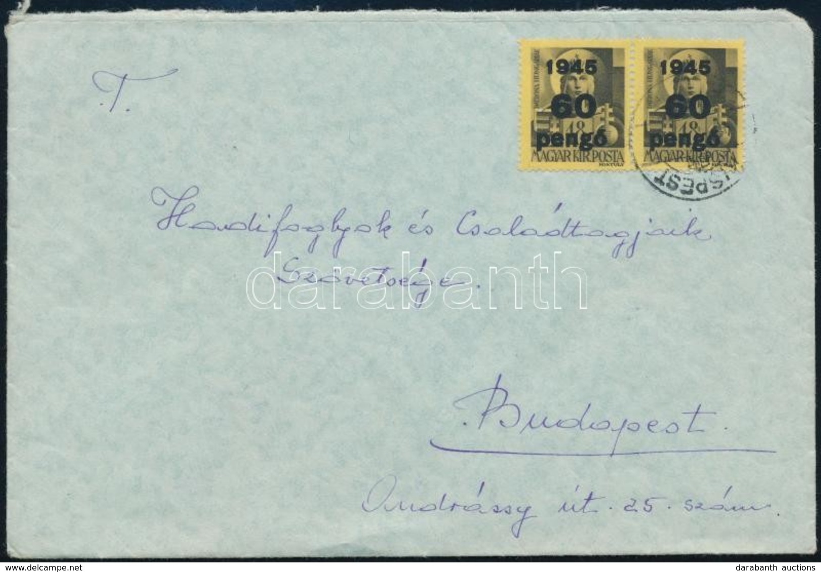 1946 (5. Díjszabás) Helyi Levél Kisegítő 2 X 60P/18f Bérmentesítéssel, 40P-vel Túl Bérmentesítve - Other & Unclassified