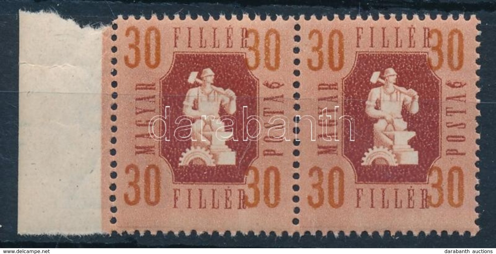 ** 1946 Forint-fillér 30f ívszéli Pár, A Fillér ,,R' Betűje és A ,,30' összefolyt - Other & Unclassified