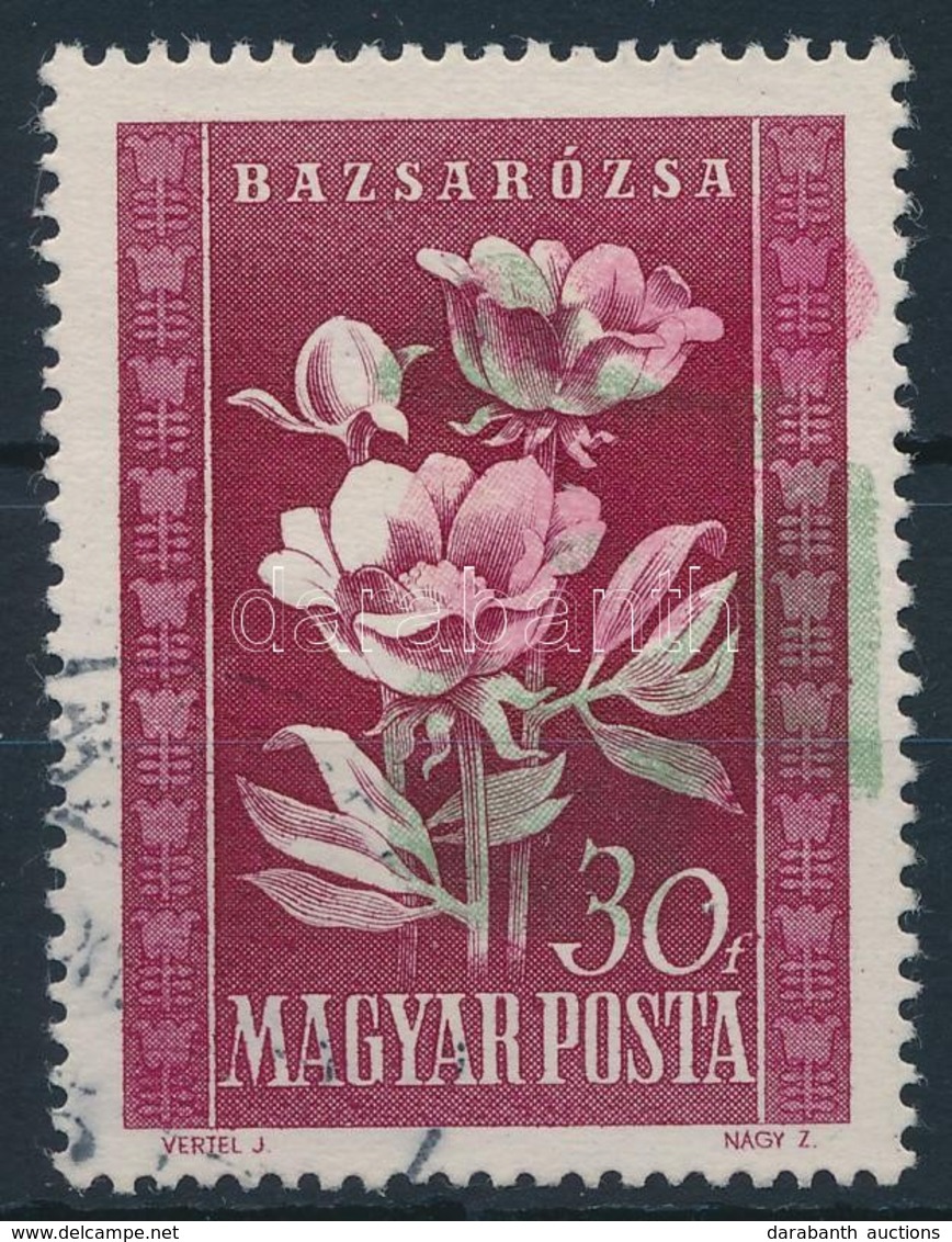 O 1950 Virág 30f Erősen Jobbra Tolódott Színnyomatok - Altri & Non Classificati