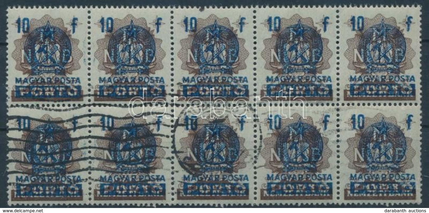 O 1951 Bankjegyportó 10f Tizestömb Gépszínátnyomattal - Other & Unclassified