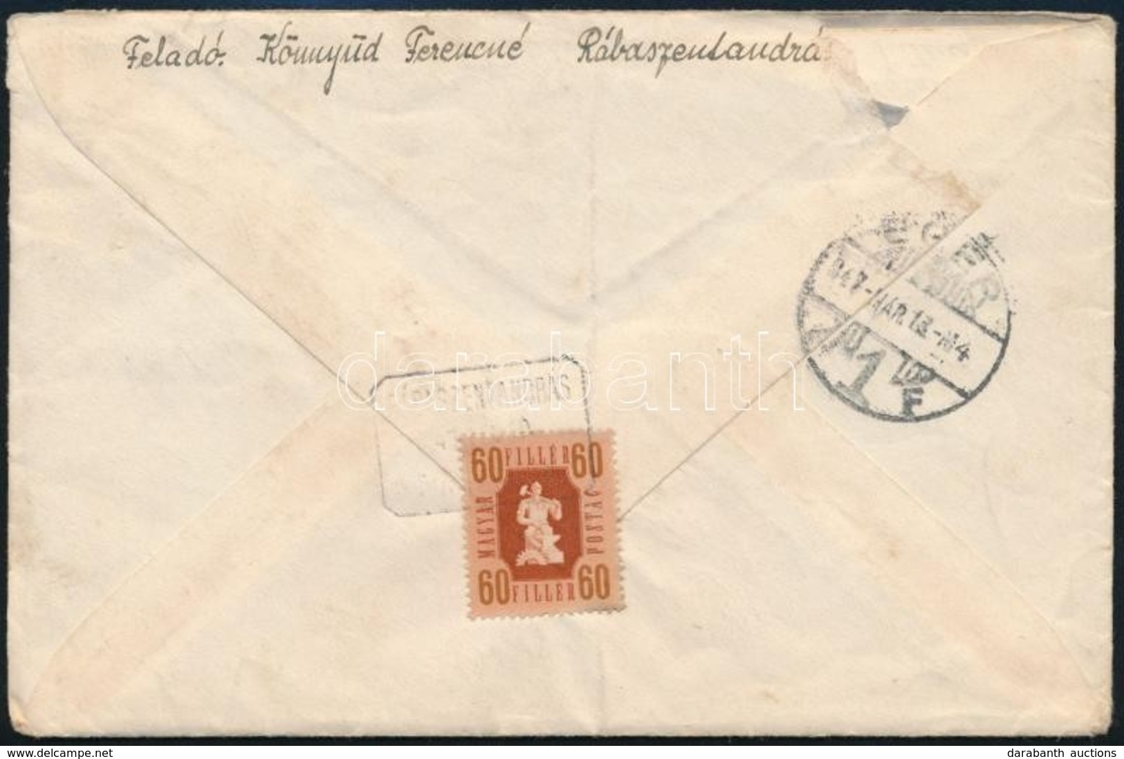 1947 Levél Tartalommal RÁBASZENTANDRÁS  Postaügynökségi Bélyegzéssel - Other & Unclassified