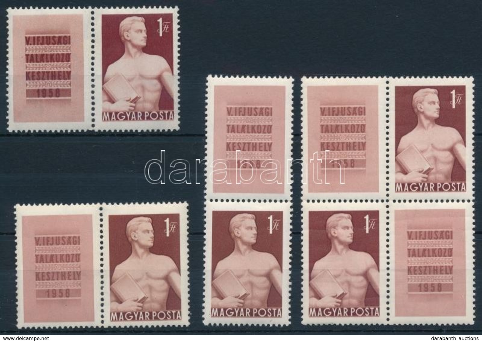 ** 1958 Keszthely 5 Pár 3 Bélyegen, Szemölcs Az Alak Testén - Other & Unclassified