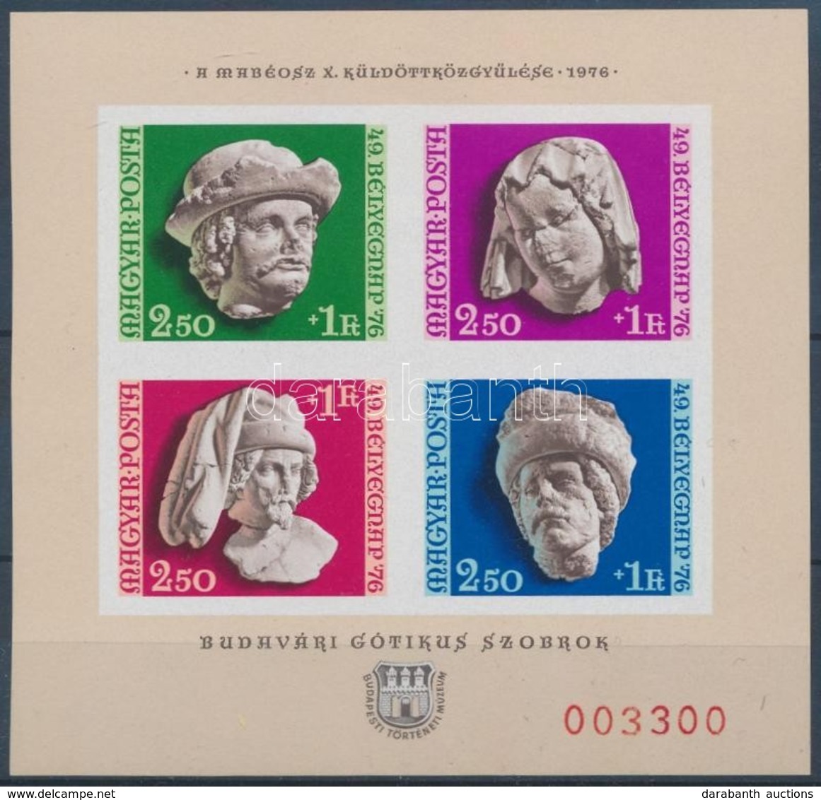 ** 1976 Budavári Gótikus Szobrok Blokk ,,A Magyar Posta Ajándéka' 003300 Sorszámmal - Other & Unclassified