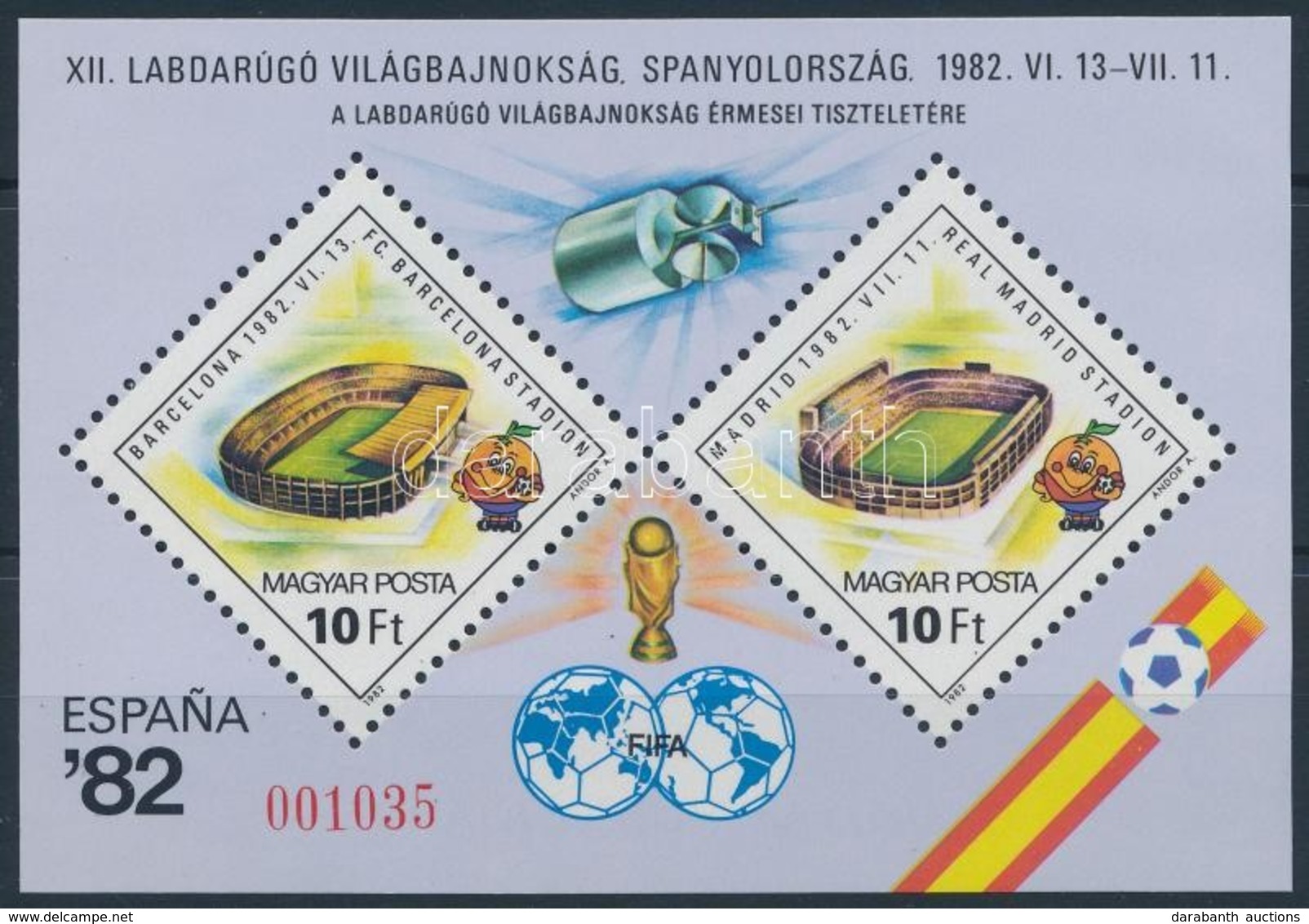 ** 1982 Labdarúgó VB Spanyolország Ajándék Blokk (30.000) / Mi Block 155 Present Of The Post - Other & Unclassified