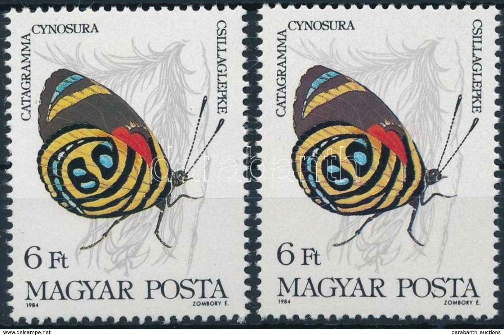 ** 1984 Lepkék 6Ft, Hiányzik A Bordó Színnyomat / Mi 3686, Burgundy Colour Omitted - Other & Unclassified