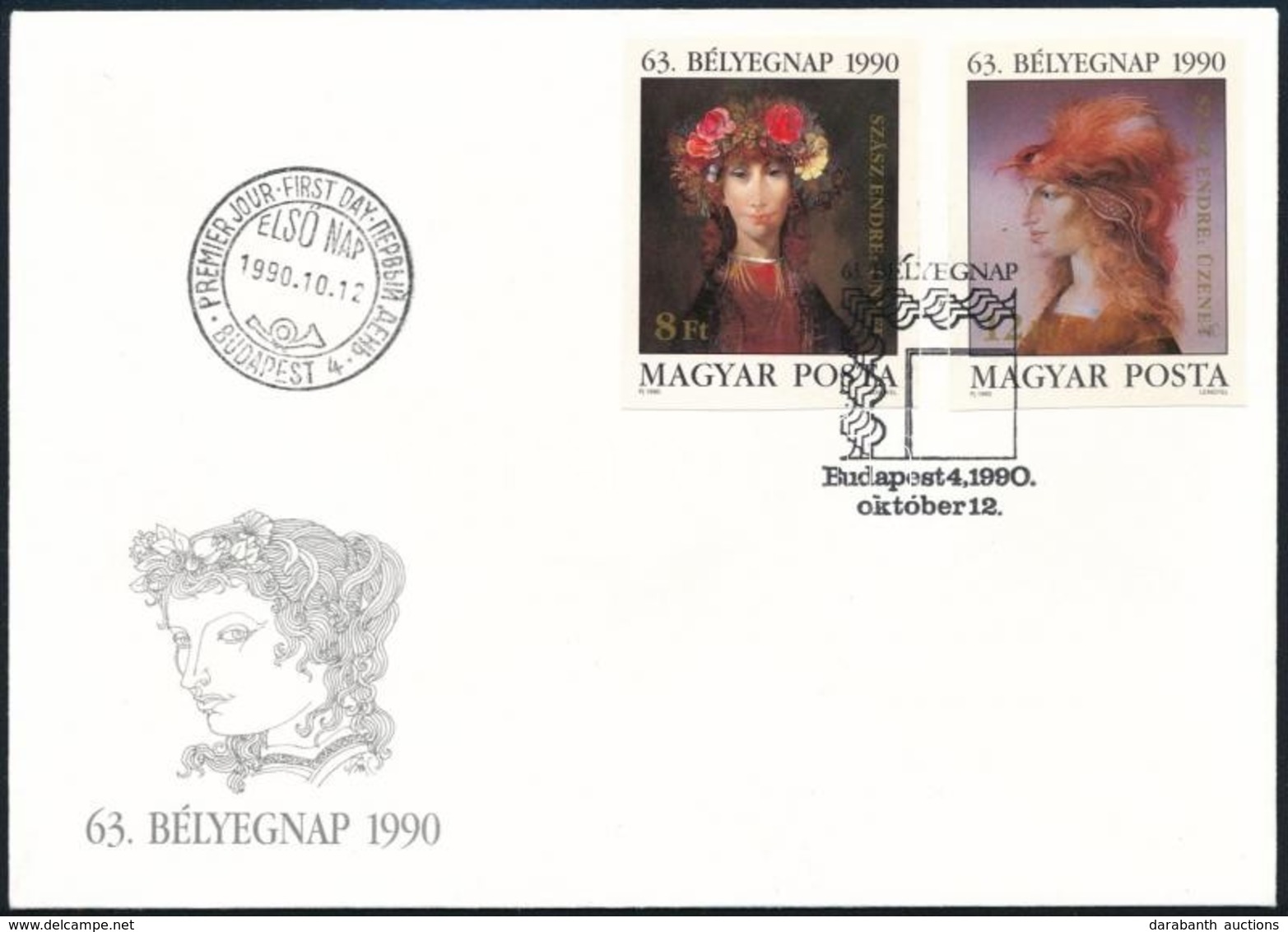 1990 Bélyegnap (63.) Vágott Sor + Vágott Blokk 2 Db FDC-n (9.500) - Altri & Non Classificati