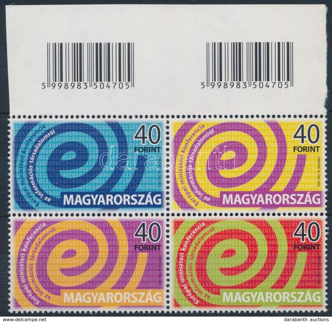 ** 2004 E-Európa Vonalkódos Négyestömb - Autres & Non Classés