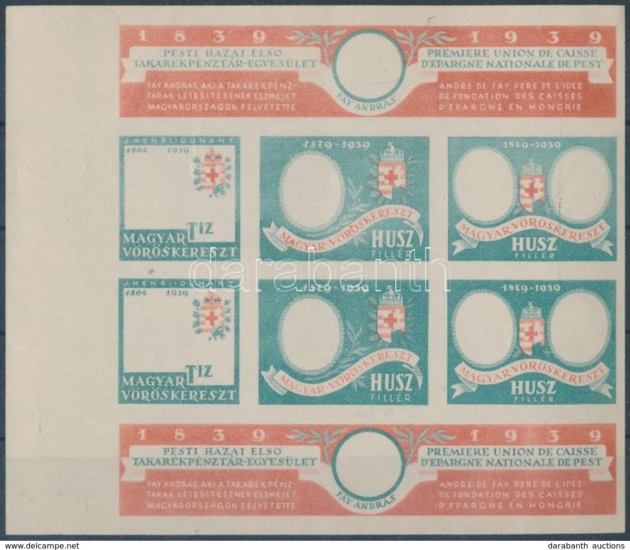 (*) 1939 Pesti Hazai Első Takarékpénztár Egyesület, Adomány Kisív A Vöröskereszt Javára, Fázisnyomat - Other & Unclassified