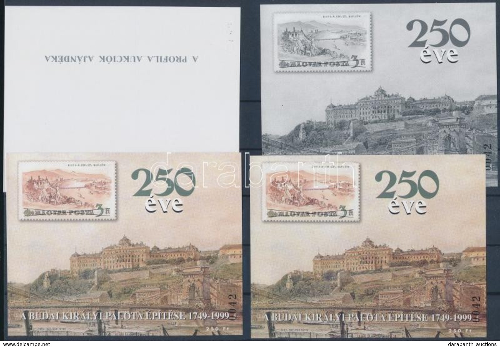 ** 1999/ 32, K32, F32, A32 Budai Királyi Palota  Emlékív-garnitúra Azonos Sorszámmal (20.000) - Altri & Non Classificati