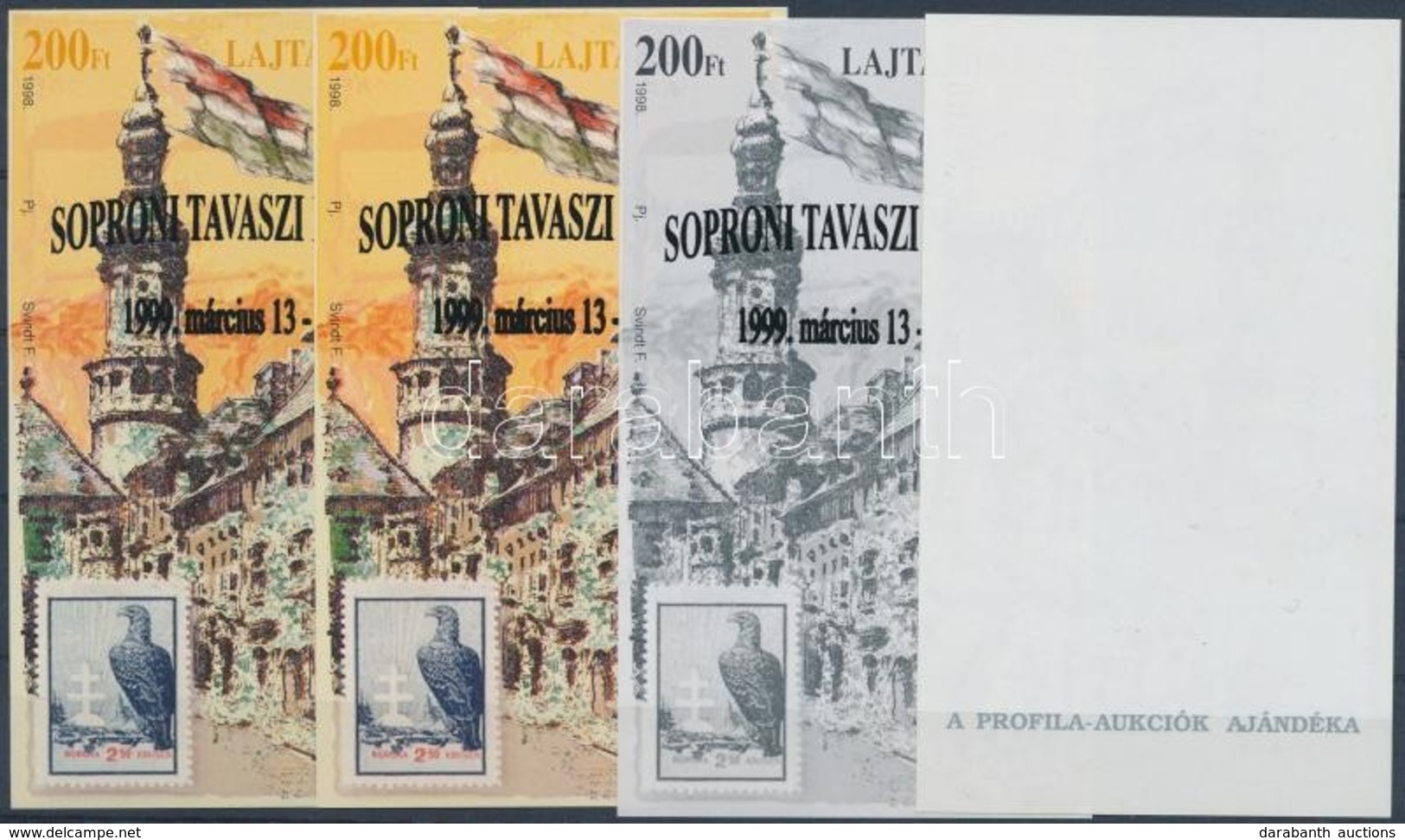 ** 1999/ 10, K10, F10, A10  Soproni Tavaszi Napok Emlékív-felülnyomat, Garnitúra Azonos Sorszámmal (20.000) - Other & Unclassified
