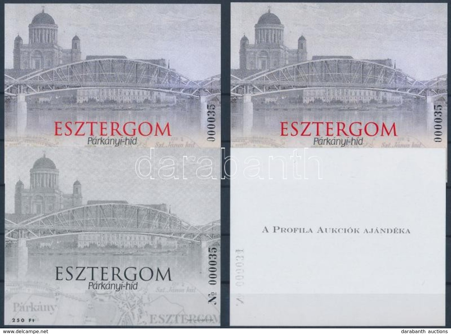 ** 2000/ 13, K13, F13, A13  Esztergom - Párkányi Híd  Emlékív-garnitúra Azonos Sorszámmal (20.000) - Other & Unclassified