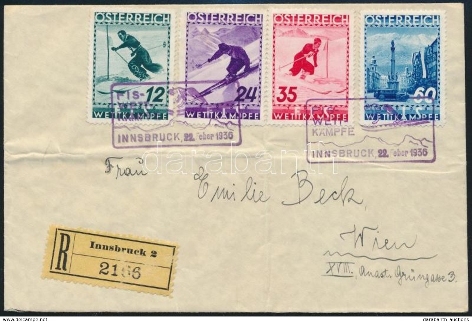 1936 FIS Sor Alkalmi Bélyegzéssel Ajánlott Levélen - Altri & Non Classificati
